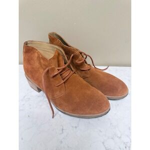 Clarks Originals Womens Rust Brown Suede Lace Up Desert Boots Block Heel Size 9